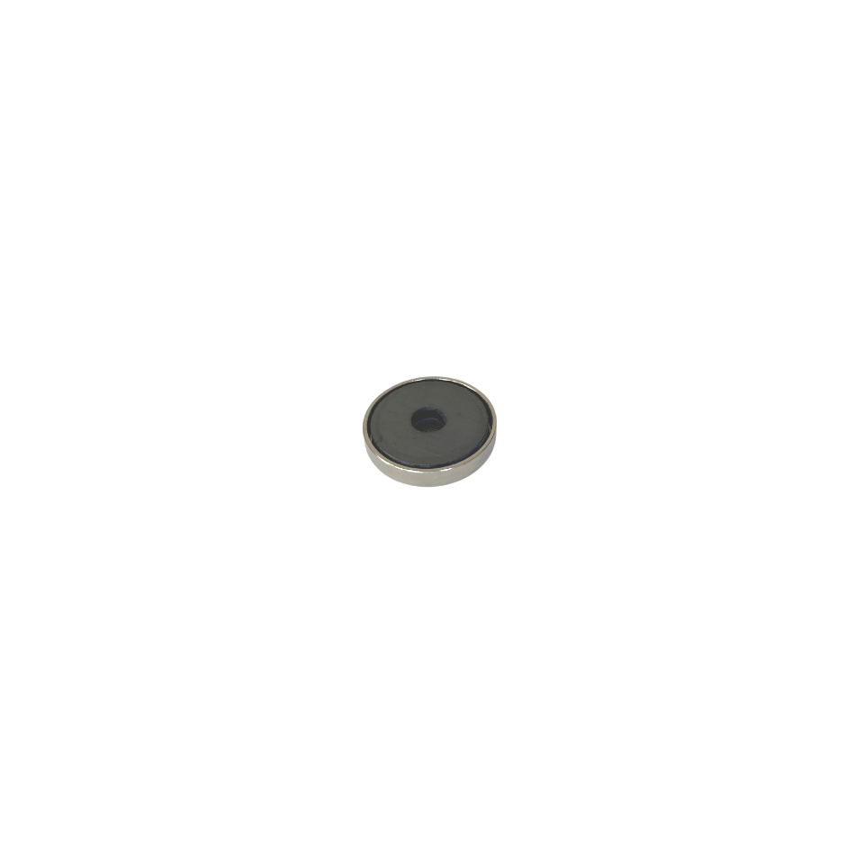 Imán Cerámico en forma de anillo encapsulado en cubierta de níquel. Medidas: 35x5x7 mm. Potencia: 2940 Gauss aprox.
