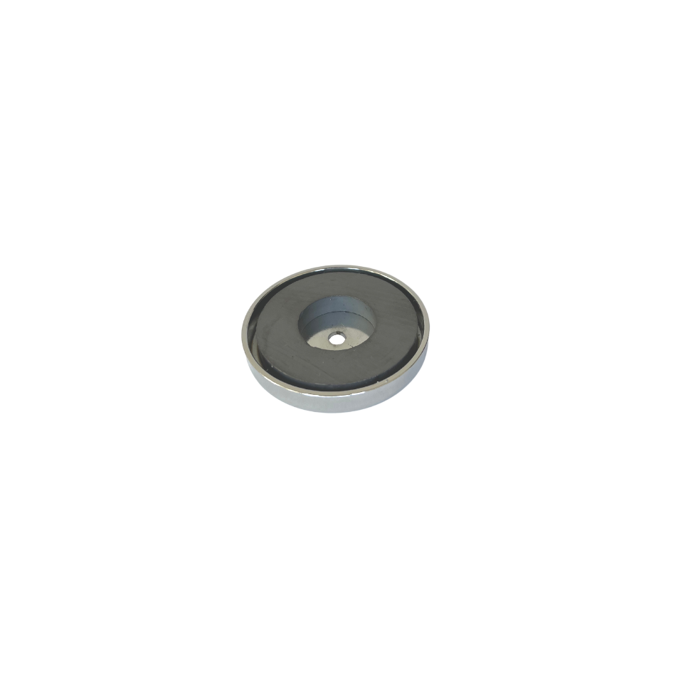 Imán Cerámico en forma de anillo encapsulado en cubierta de níquel. Medidas: 51x5x8 mm. Potencia: 2860 Gauss aprox.